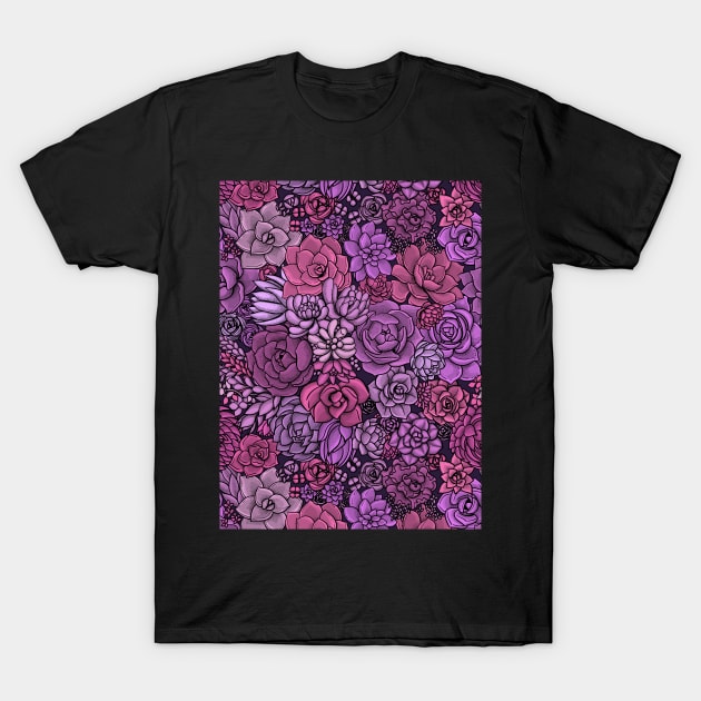 Succulent garden in pink and violet T-Shirt by katerinamk